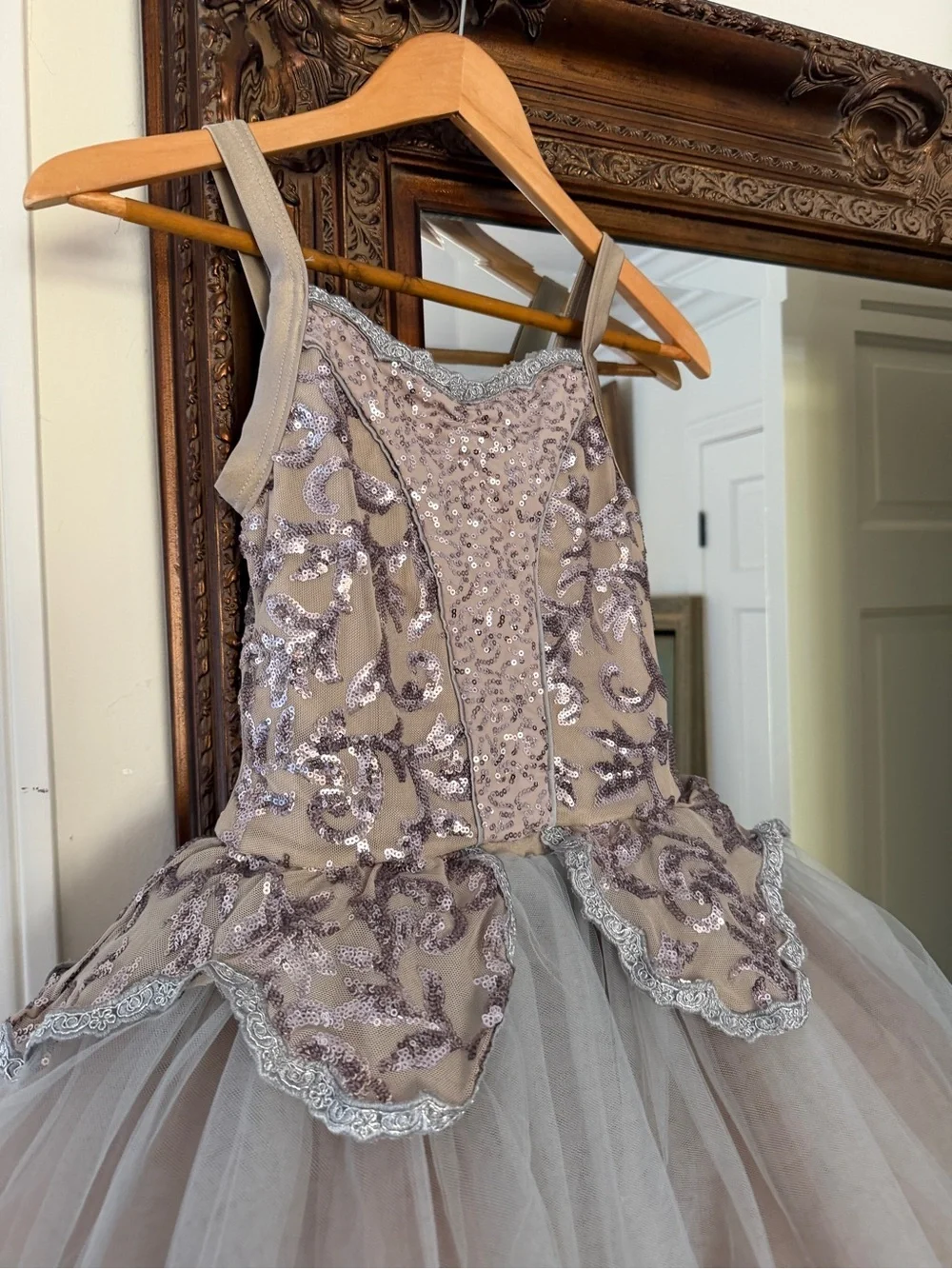 Weissman Dusty Blush Ballet Tutu with Silver Sequin Embroidery